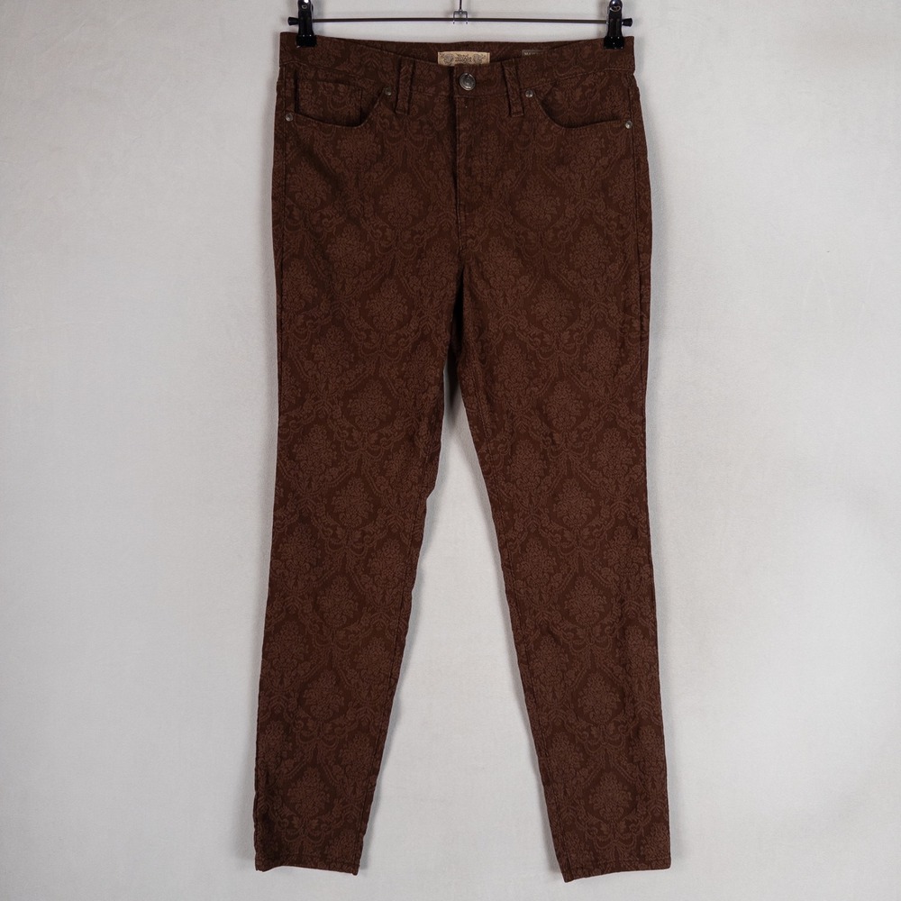 Nine West Vintage America Pants Womens 10/30 Brown Damask Matchstick Skinny